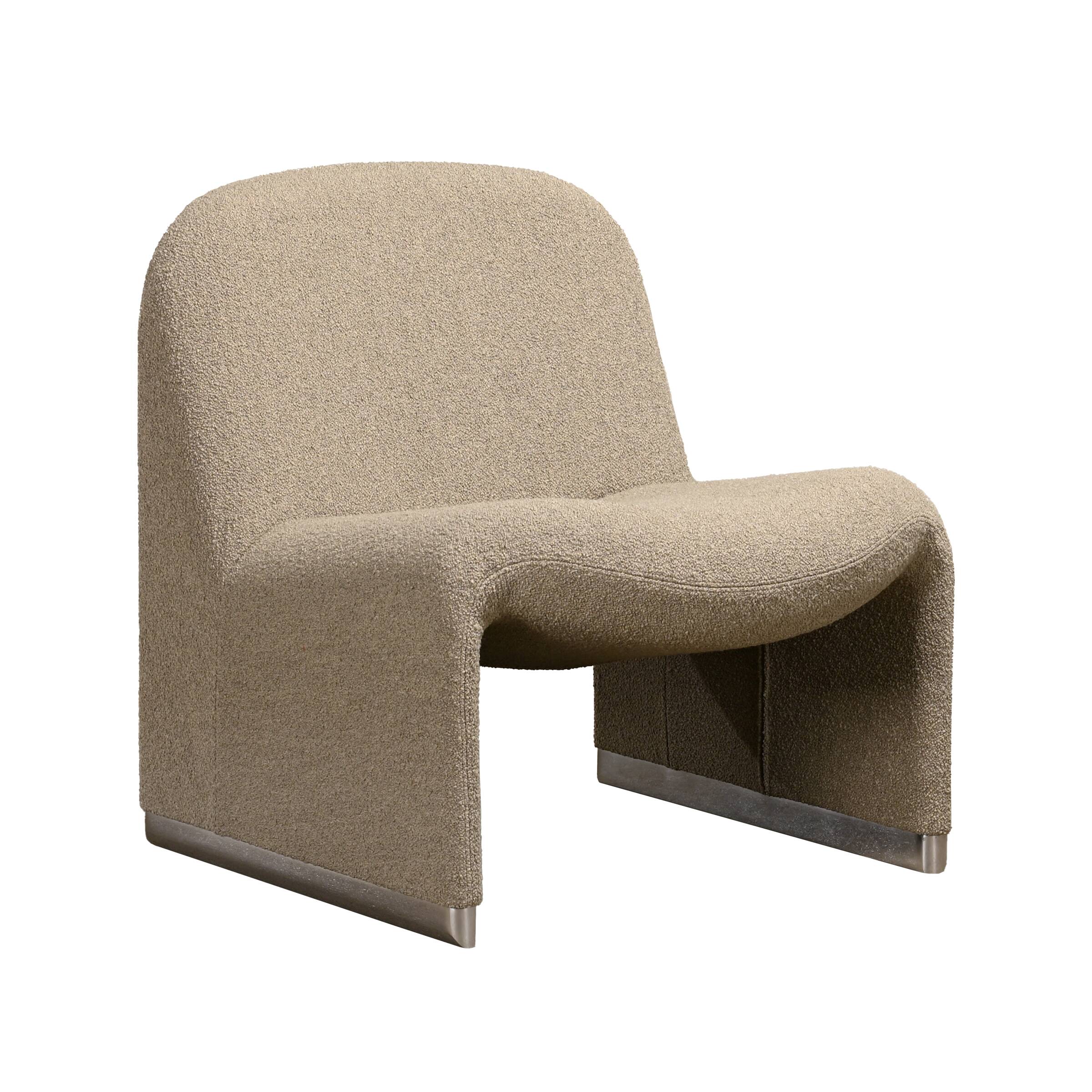Giancarlo Piretti Alky Lounge Chairs in stone grey Bouclé Wool, Anonima Castelli