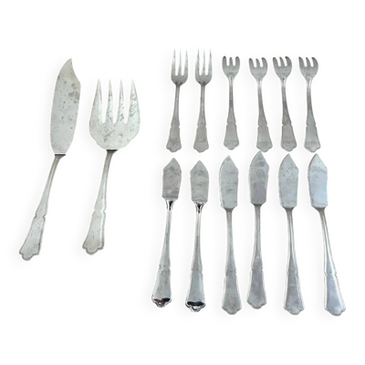 14 couverts à poisson 6 fourchettes, 6 couteaux 2 couverts de service Inox