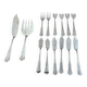 14 fish cutlery sets, 6 forks, 6 knives, 2 stainless steel serving cutlery sets