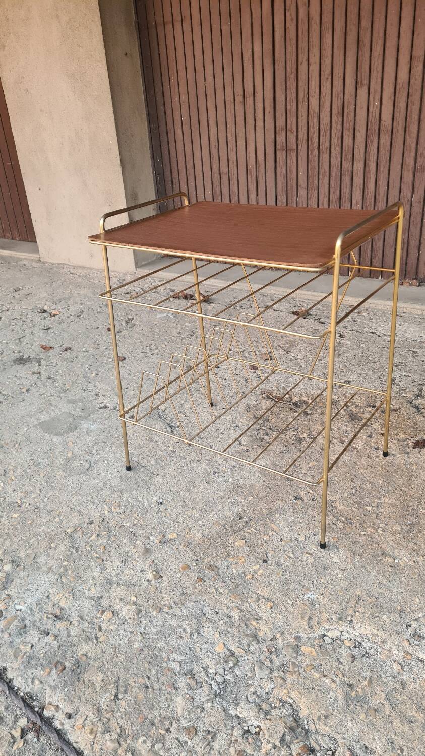 Vinyl storage side table