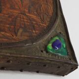 Miroir Art Nouveau à décor de paon peint à la main, France vers 1915