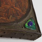 Art Nouveau mirror with hand painted peacock decoration, France ca. 1915