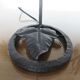 Art deco lamp in hammered wrought iron and tulip in glass, 30s 40s