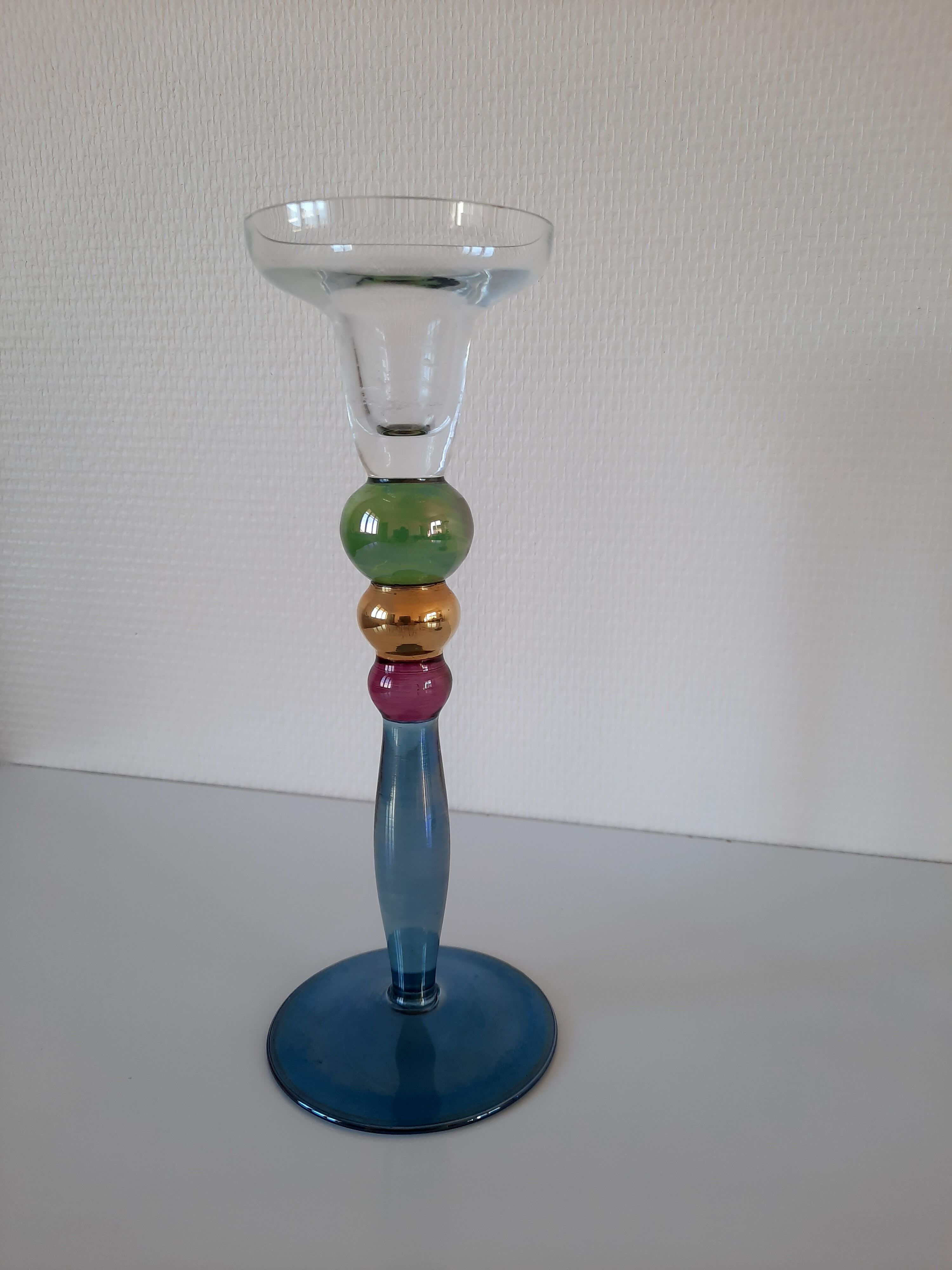 Pair of multicolored glass candlesticks 70-80
