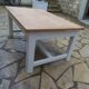 Coffee table made from a vintage farmhouse table, pearl legs.