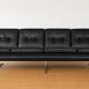 Vintage Danish Svend Skipper 4 person sofa in black leather and chrome