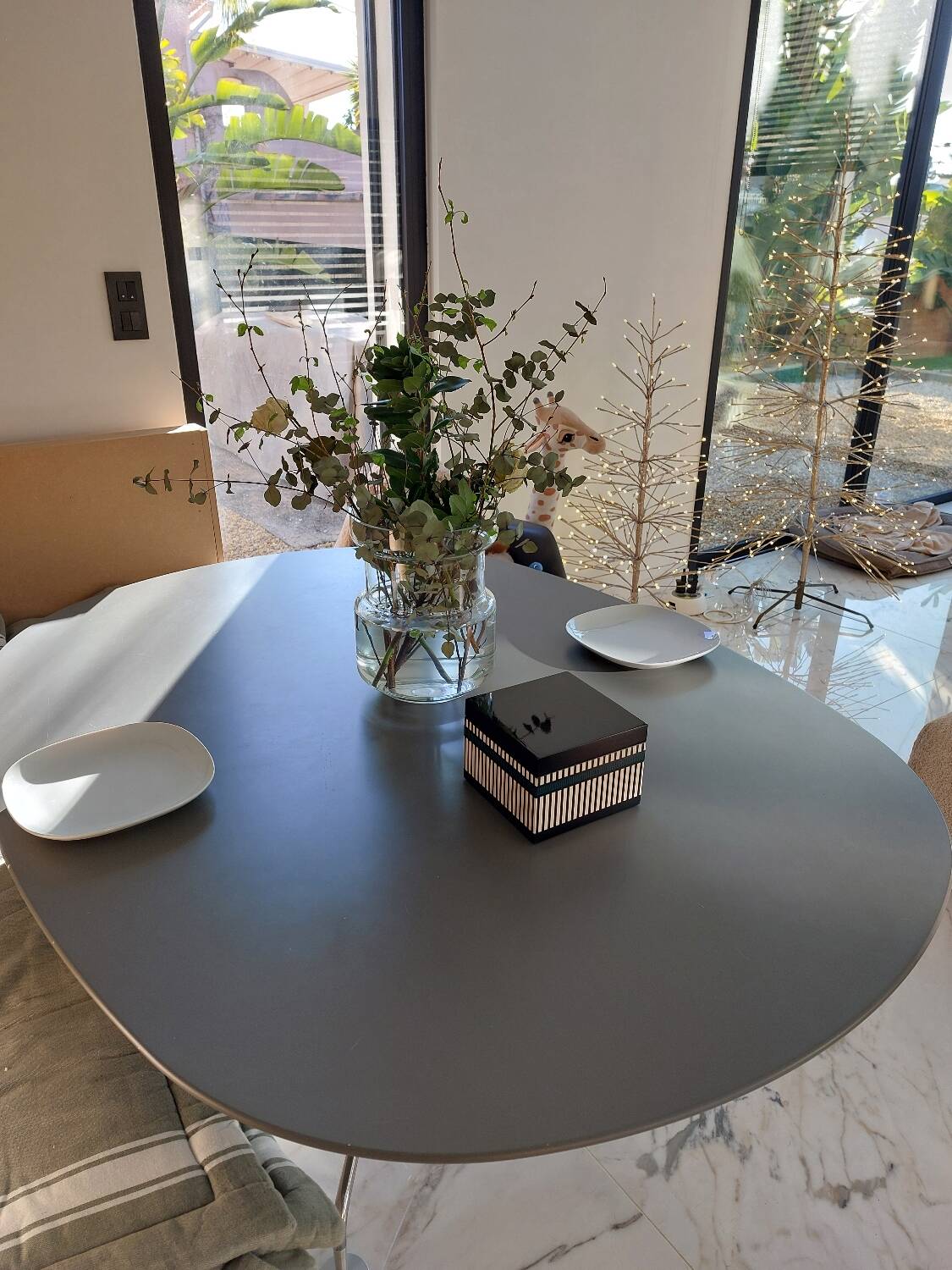 Oval table 120x160 anthracite - 6 to 8 people