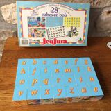 Educational game of 28 cubes of vintage wooden Jeujura
