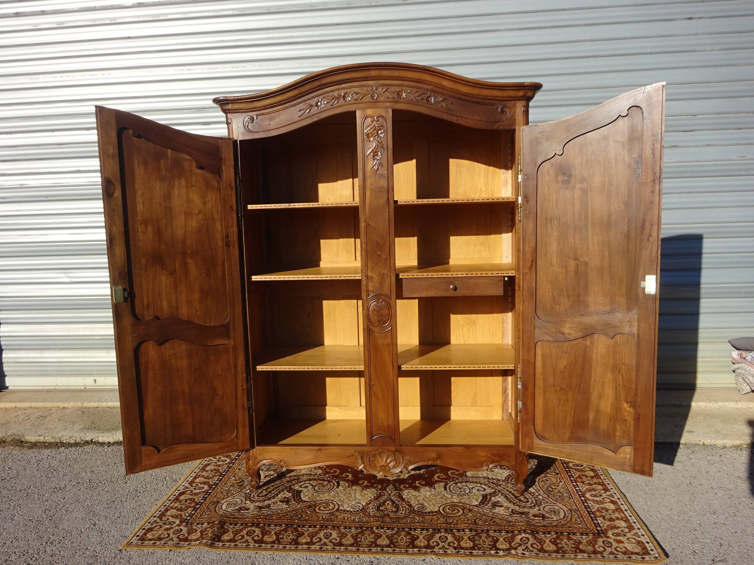 solid walnut wardrobe in Louis XV style
