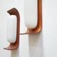 Pair of teak and opaline wall lamps by Goffredo Reggiani