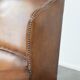 Fauteuil à oreilles en cuir de mouton charmant avec des couleurs chaudes.