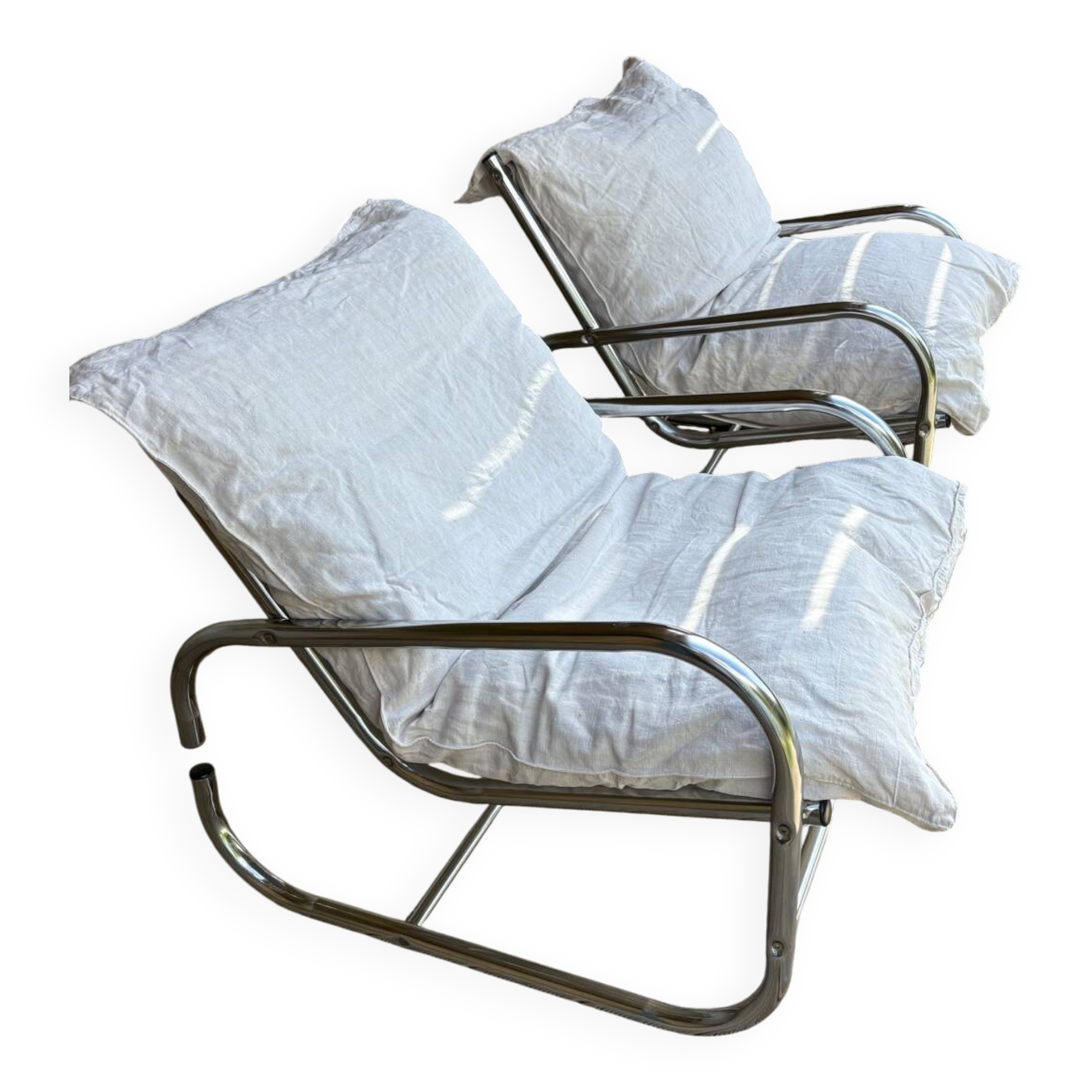 Pair of reupholstered armchairs from the 1970s.