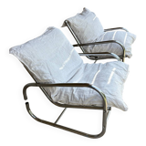 Pair of reupholstered armchairs from the 1970s.