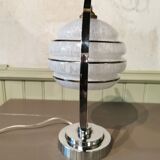 Half-moon chrome art deco lamp