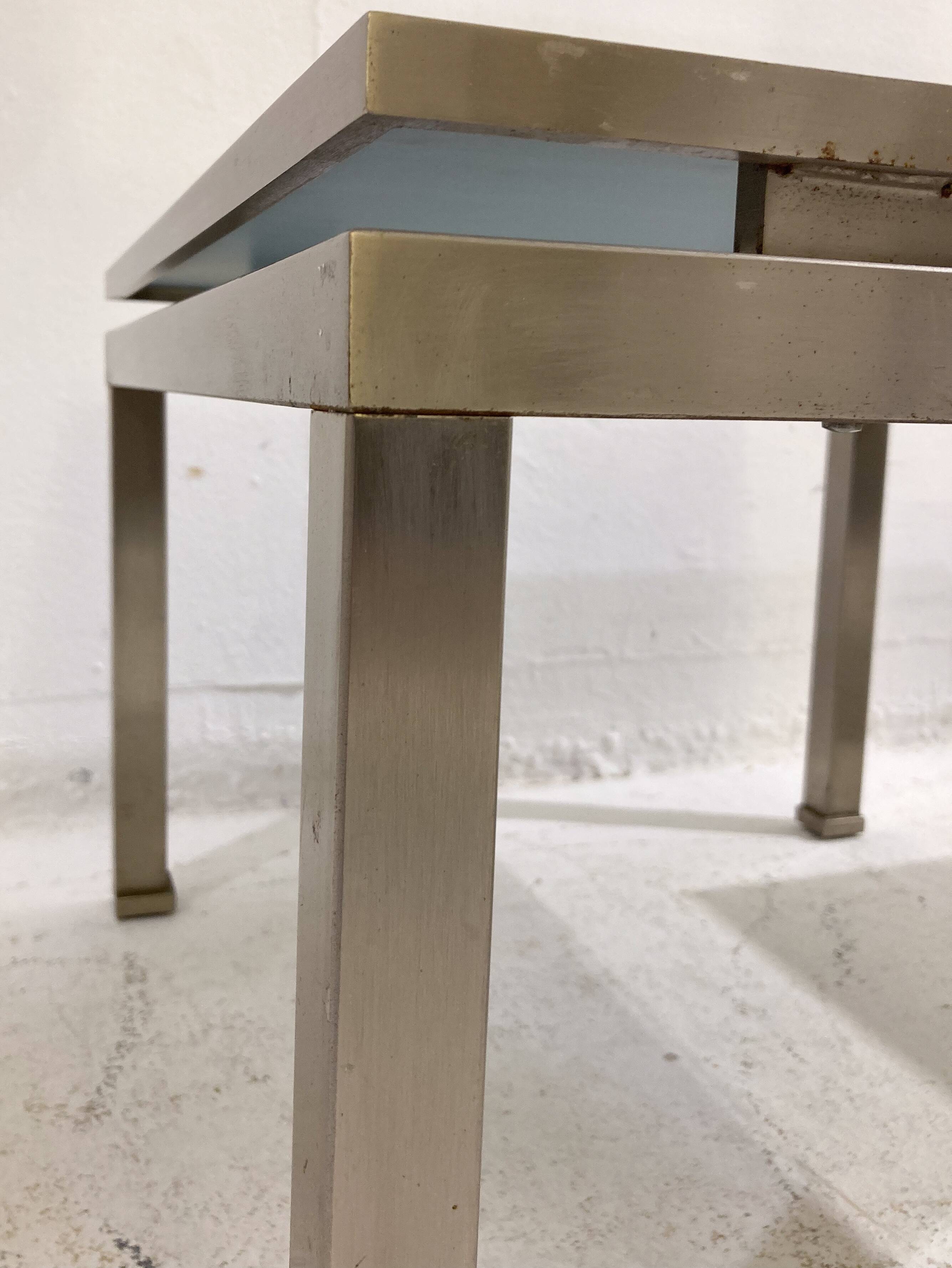 Mid-Century Modern Pair of Side Tables, Metal and Glass, Italy, 1970s