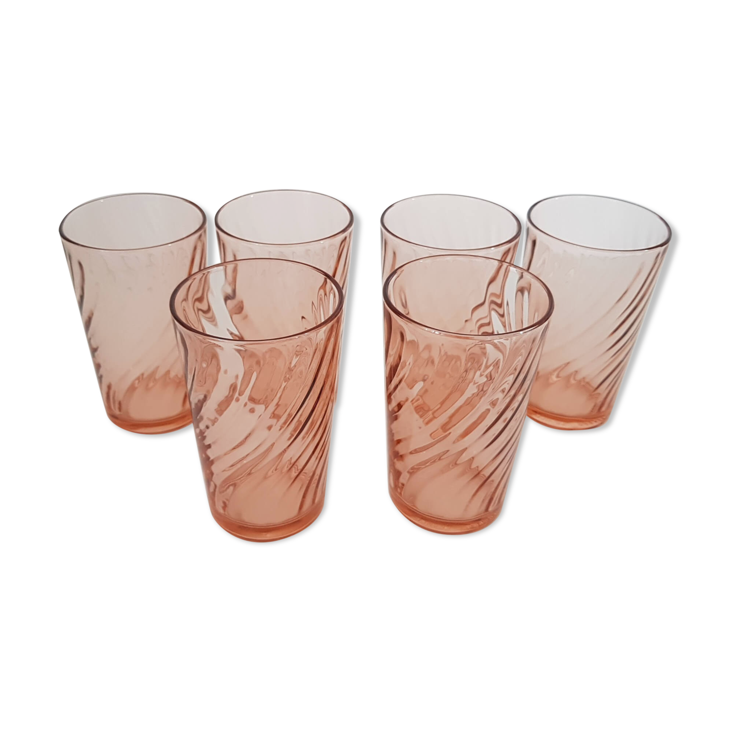 Lot de 6 verres rosaline arcoroc - vintage