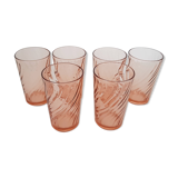 Set of 6 rosaline arcoroc glasses - vintage