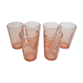 Lot de 6 verres rosaline arcoroc - vintage