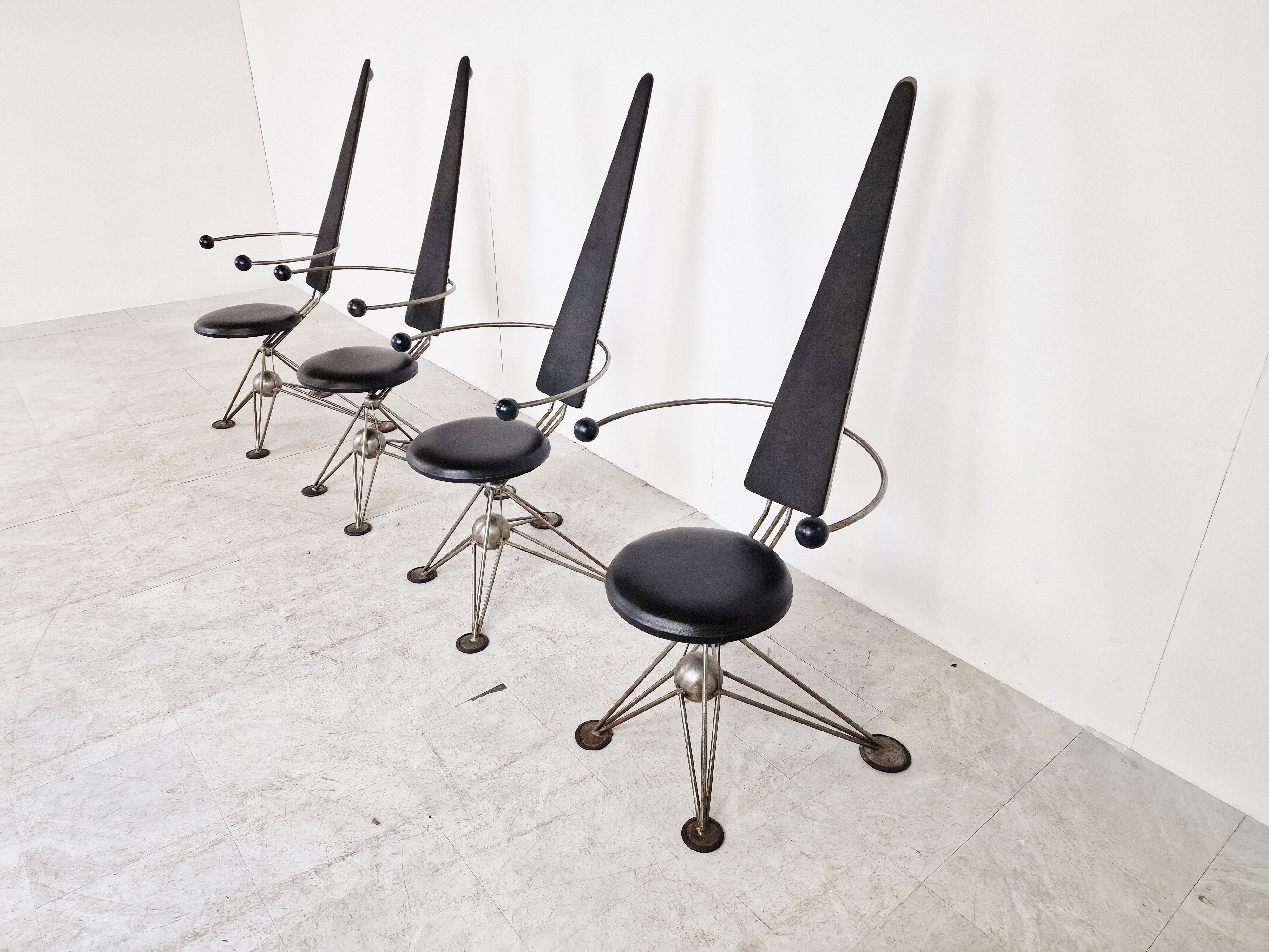 Unique high back dining chairs, 1970s