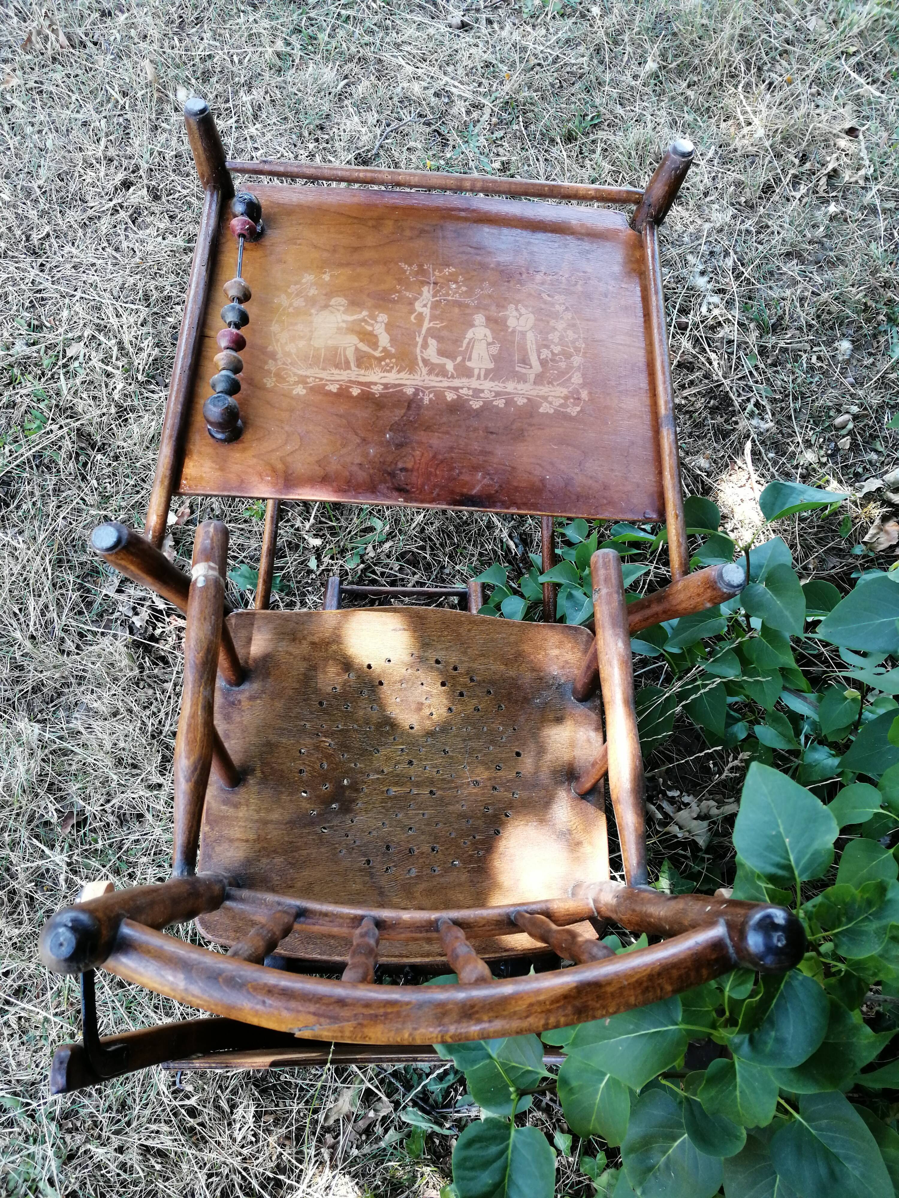 Antique folding high chair