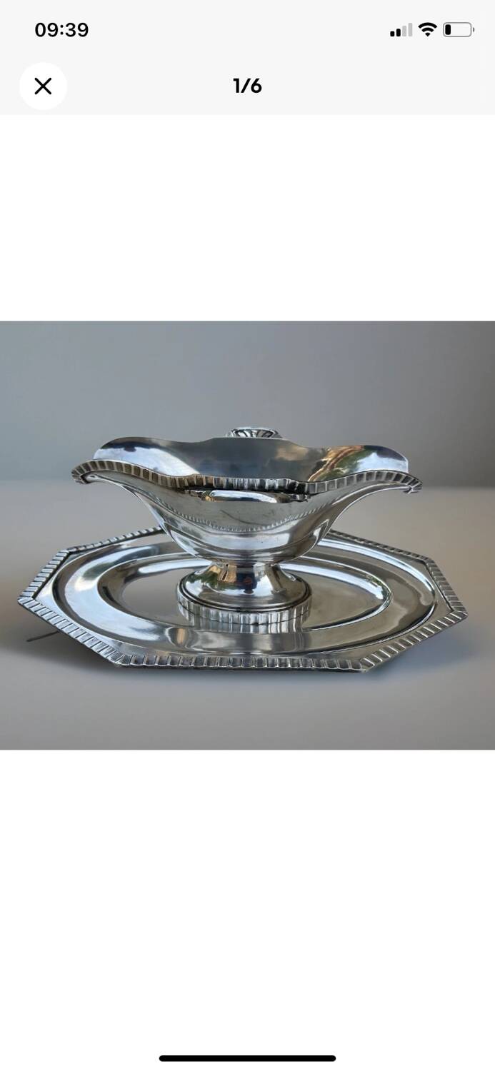 Magnificent Art Deco Silver Metal Sauce Boat by Georges Weinthal