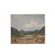 Landscape oil painting on hardboard by O. Couvreur, 1946