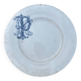 Footed plate with initials KP Sarreguemines