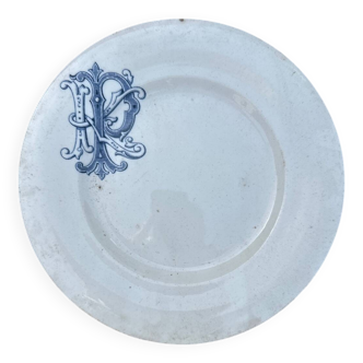 Assiette sur pied initiales KP Sarreguemines
