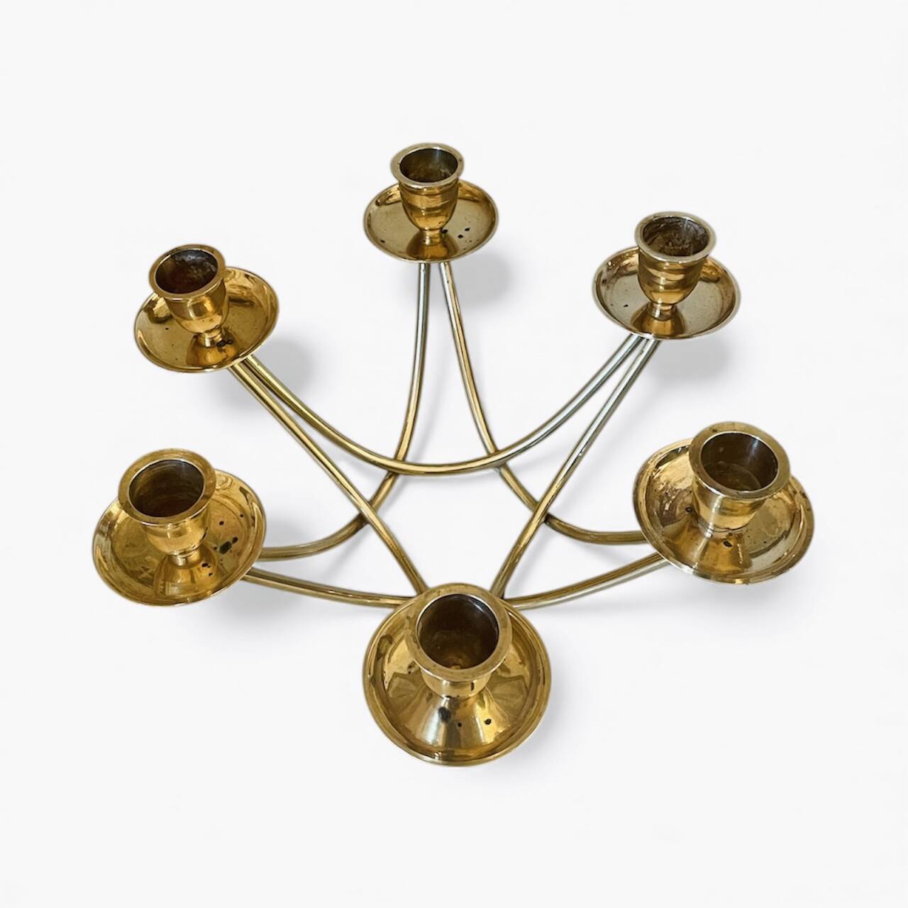 Low six-light brass chandelier circa 1950