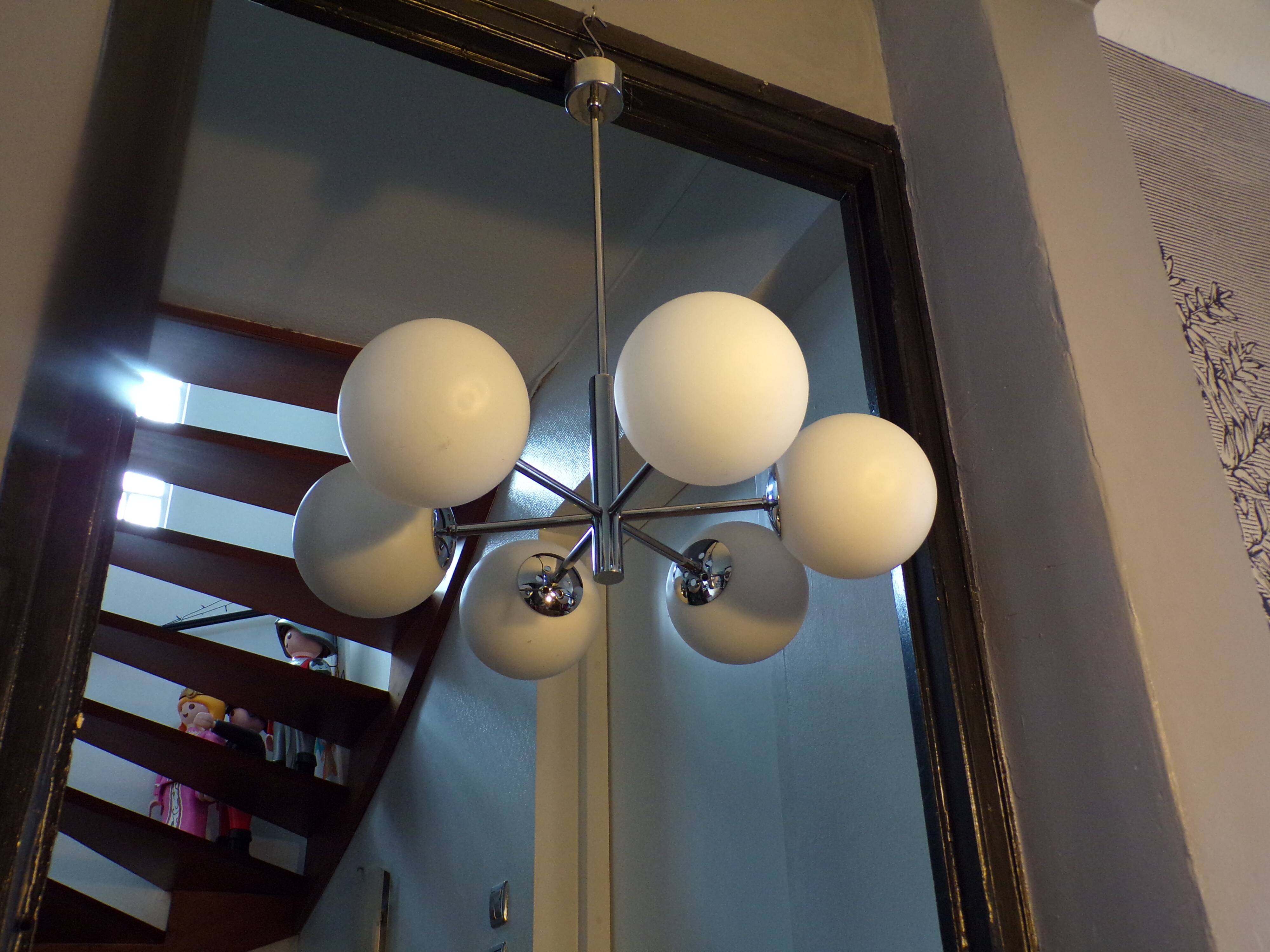 Italian chandelier 6 lights space age