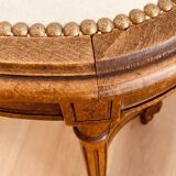 Louis XVI style stool in stained beech with velvet seat. 20th century.