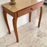 Vintage wood and marble console desk