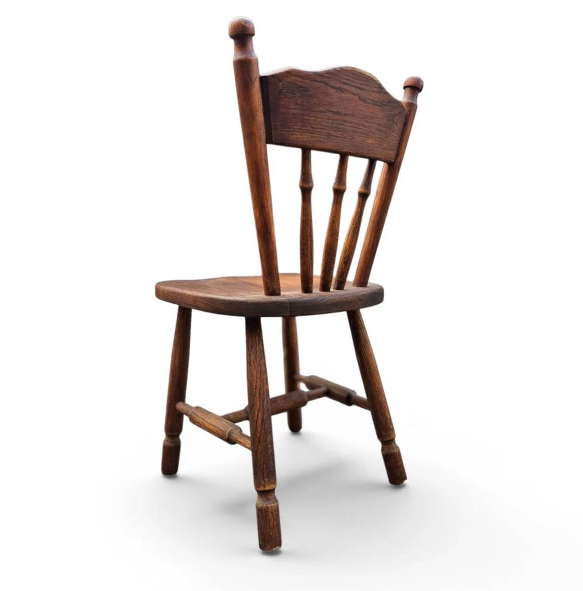 Set of 2 Oak Wood Victorian Child Stick Back Chairs / 1960s
