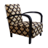 Armchair 1920 art deco - printed velvet - fully restored