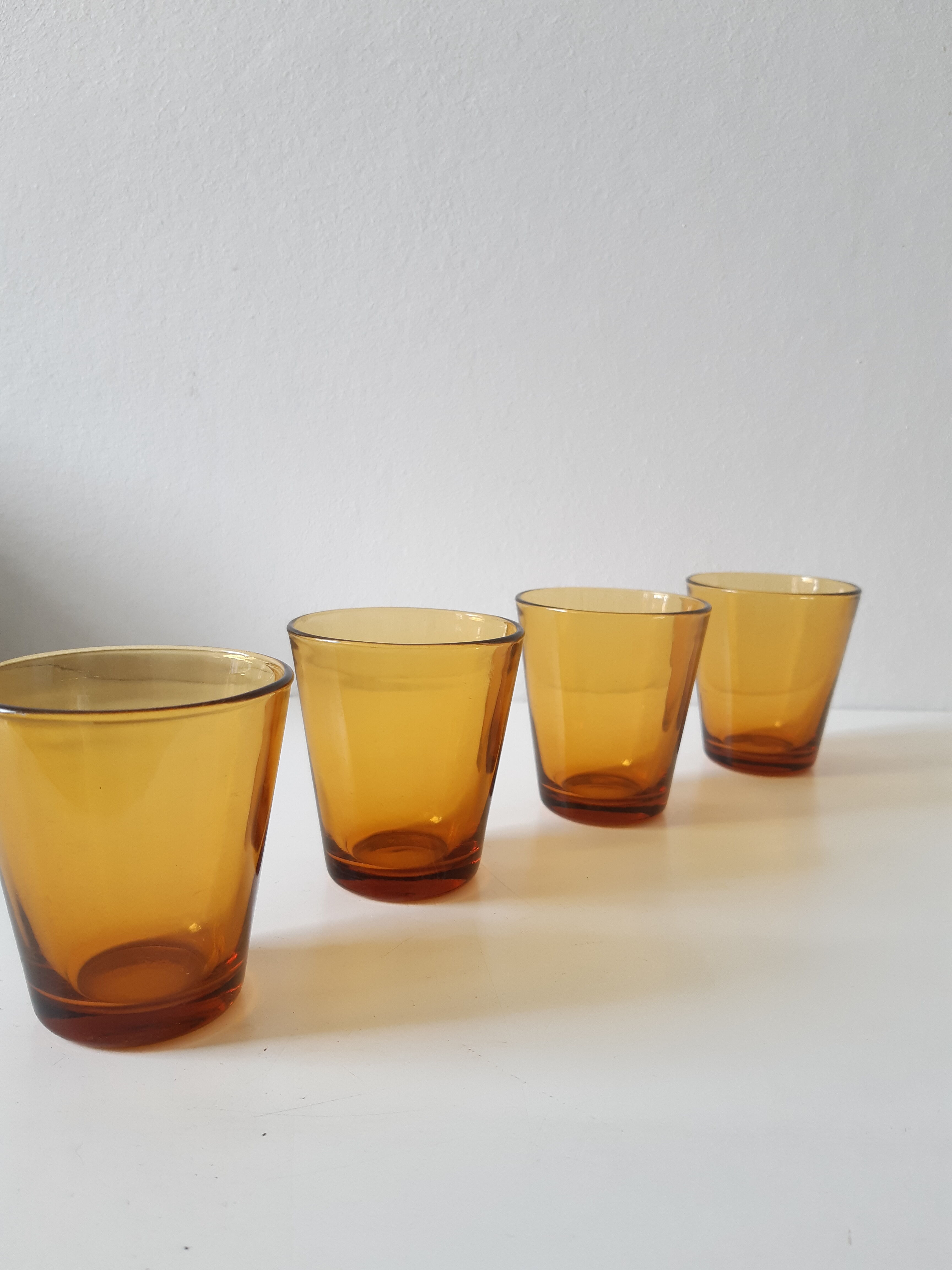 Set of 5 amber water glasses