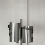 Space age brushed metal 3-light pendant lamp