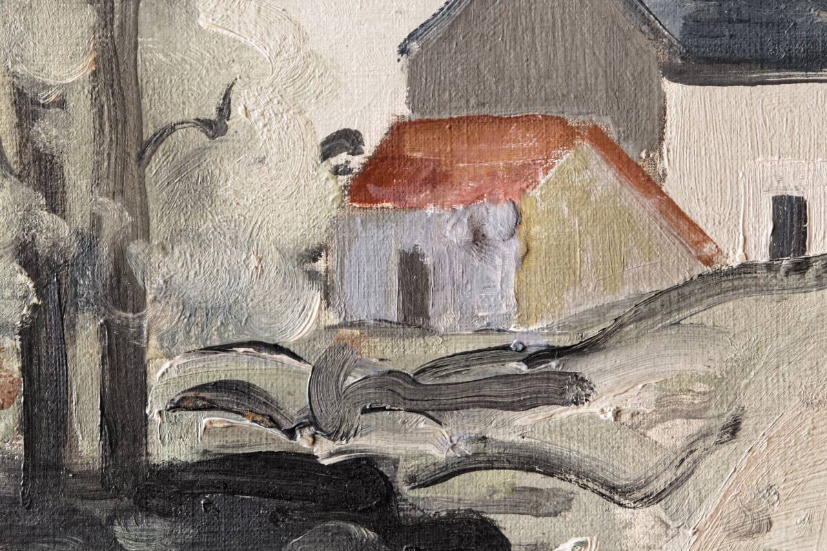 Oil on isorel, 1939, village, signed Alex Gonesco