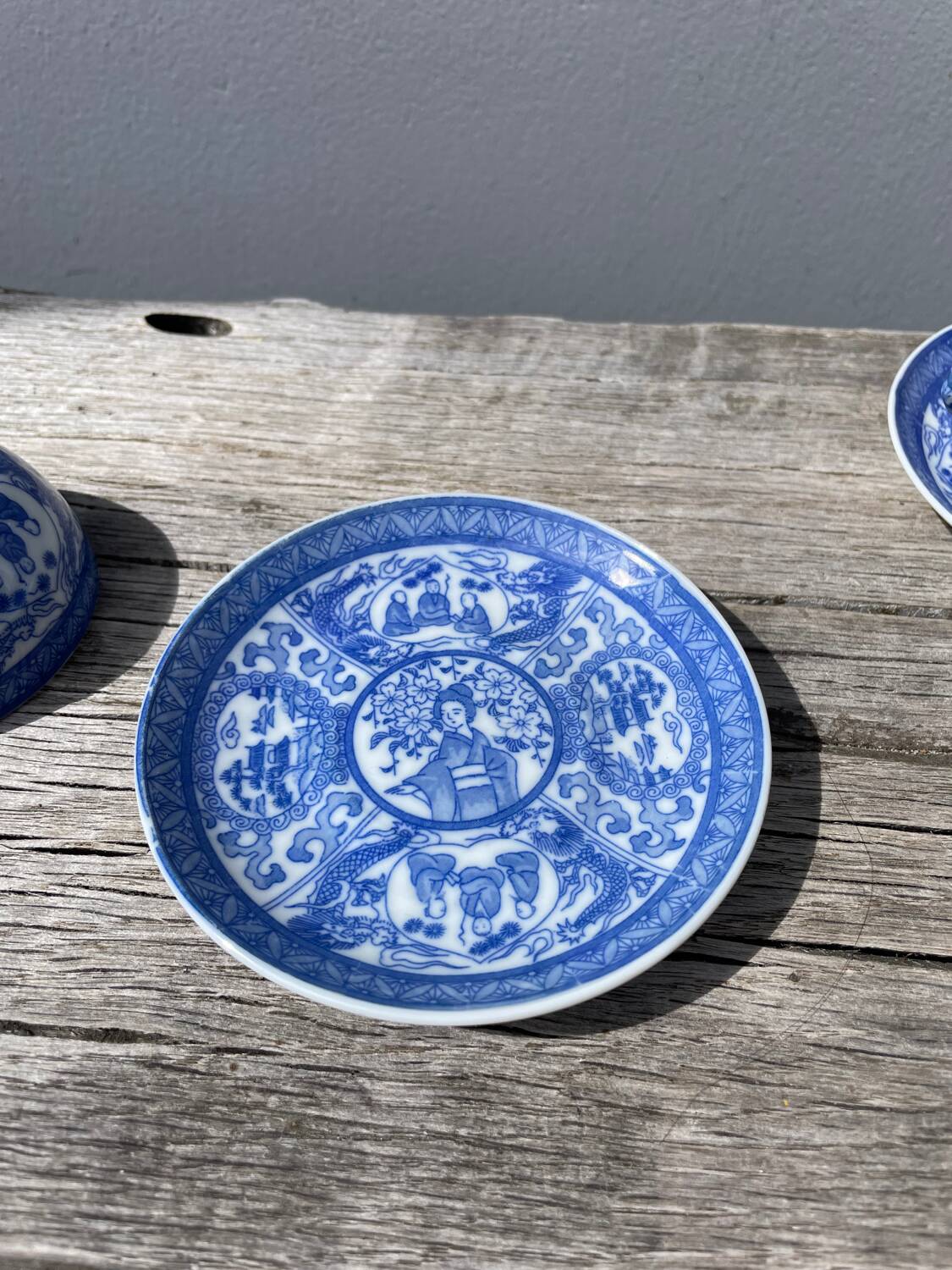 4 tasses porcelaine bleu Japon