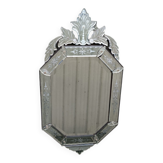 Miroir venitien ancien vers 1900 verre biseaute
