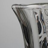 Art Deco Glass Vase with Black Graphic Decoration, France, circa 1940