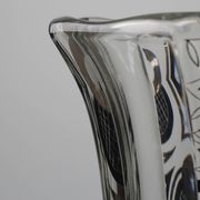 Art Deco Glass Vase with Black Graphic Decoration, France, circa 1940
