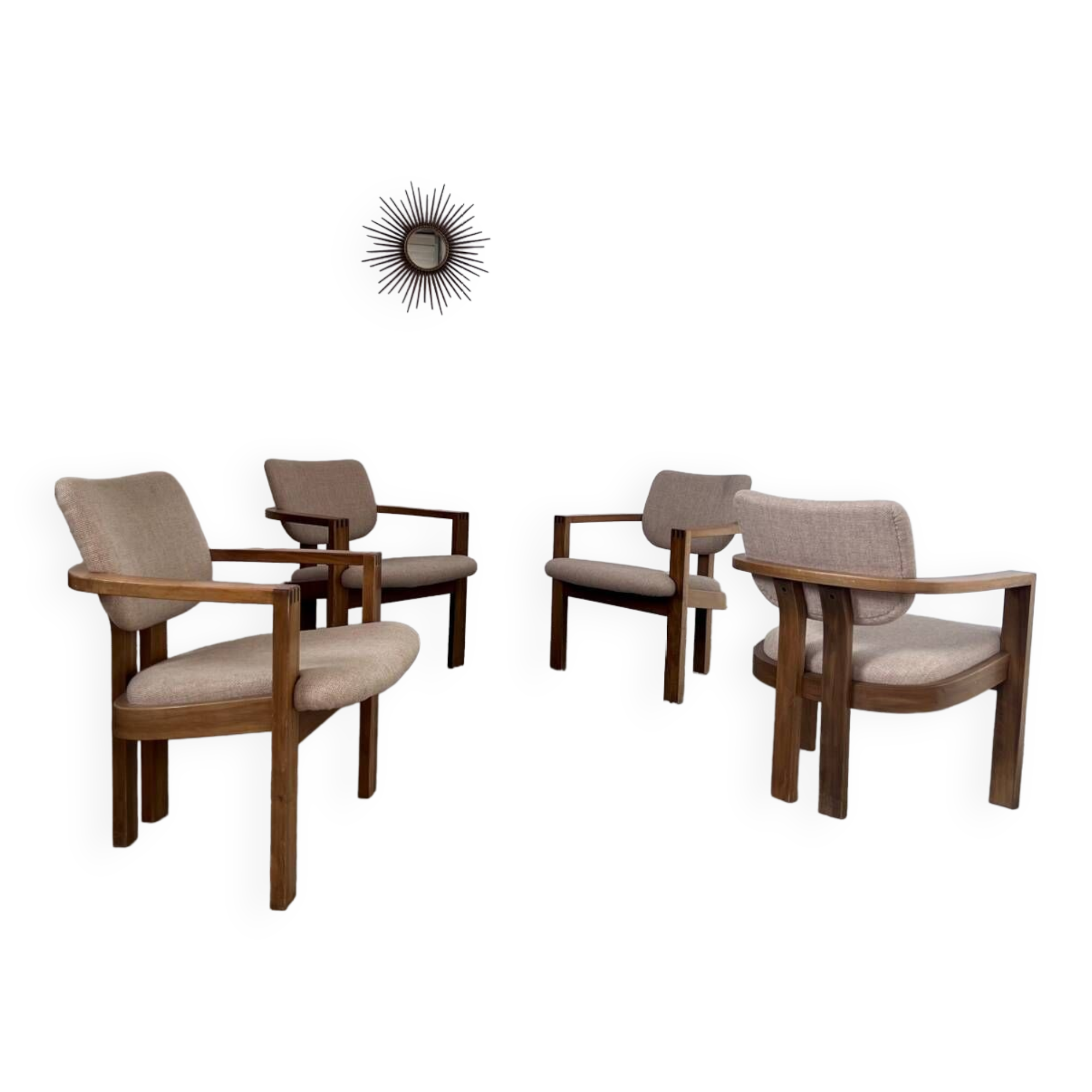 4 old armchairs Italian design chairs 70s vintage curved wood