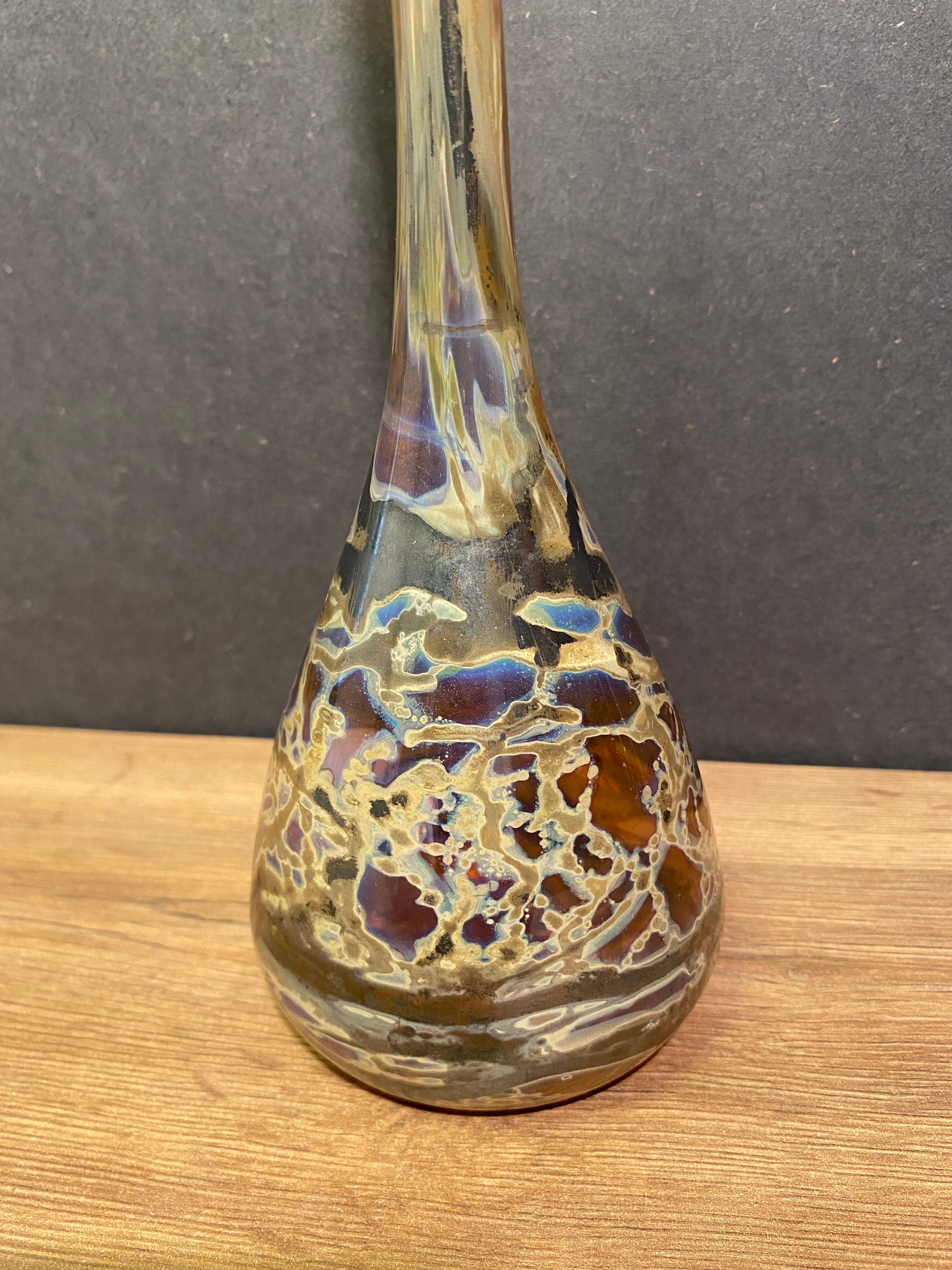 Soliflore vase in tinted glass with marbled decoration Murano Venice