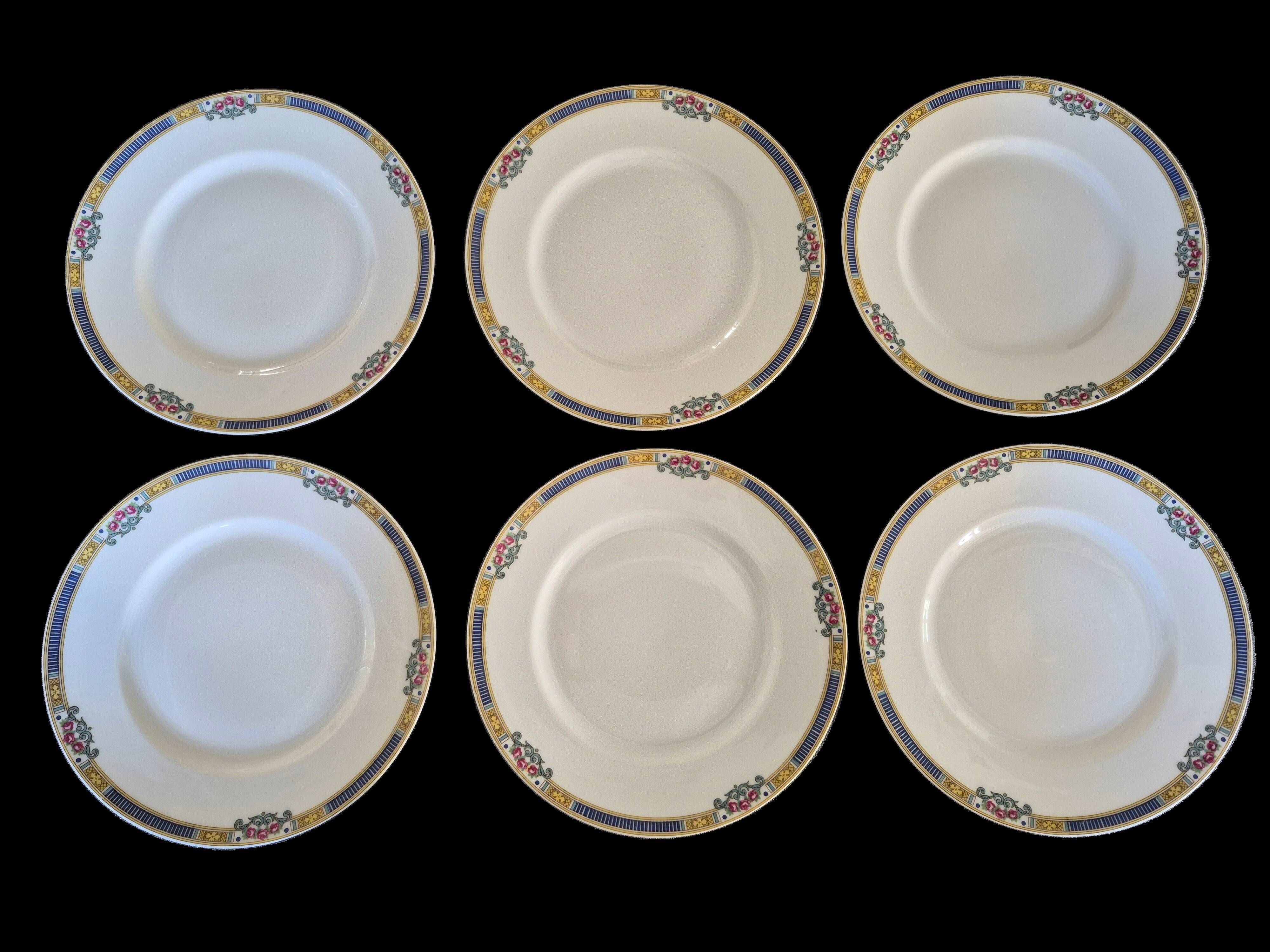 Série de 6 assiettes à dessert Bernardaud Limoges – Art Déco – A714