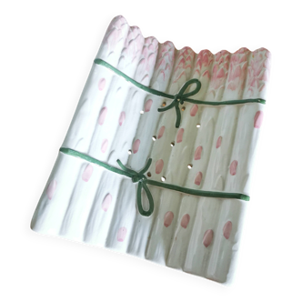Cute pink green white barbotine asparagus drainer