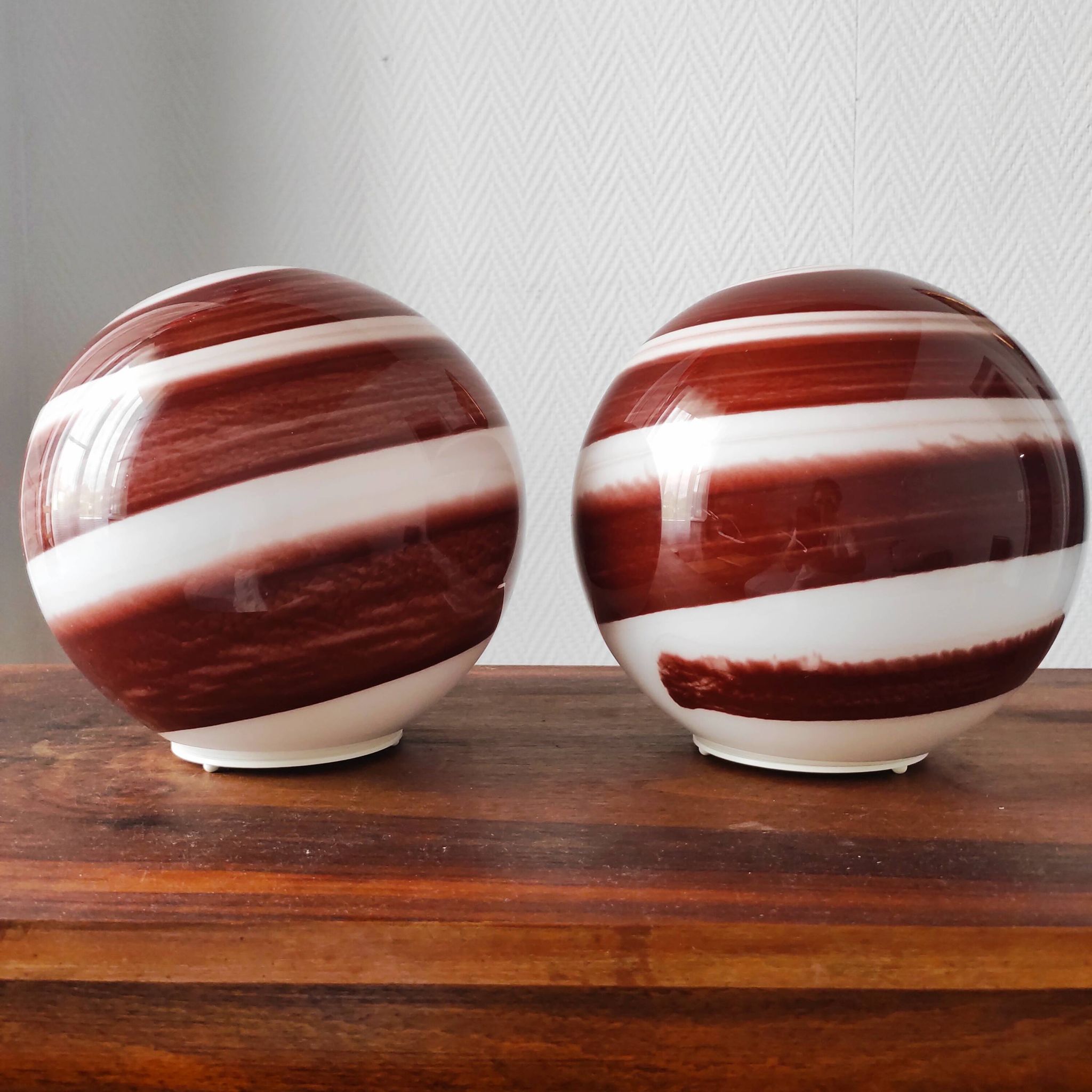 Pair of vintage 80-90 glass ball lamps