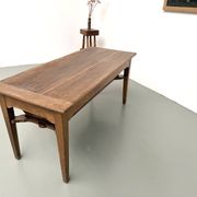 Farm table, old solid oak dough trough, France, around 1920.