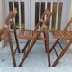 Set of 3 vintage solid wood folding chairs