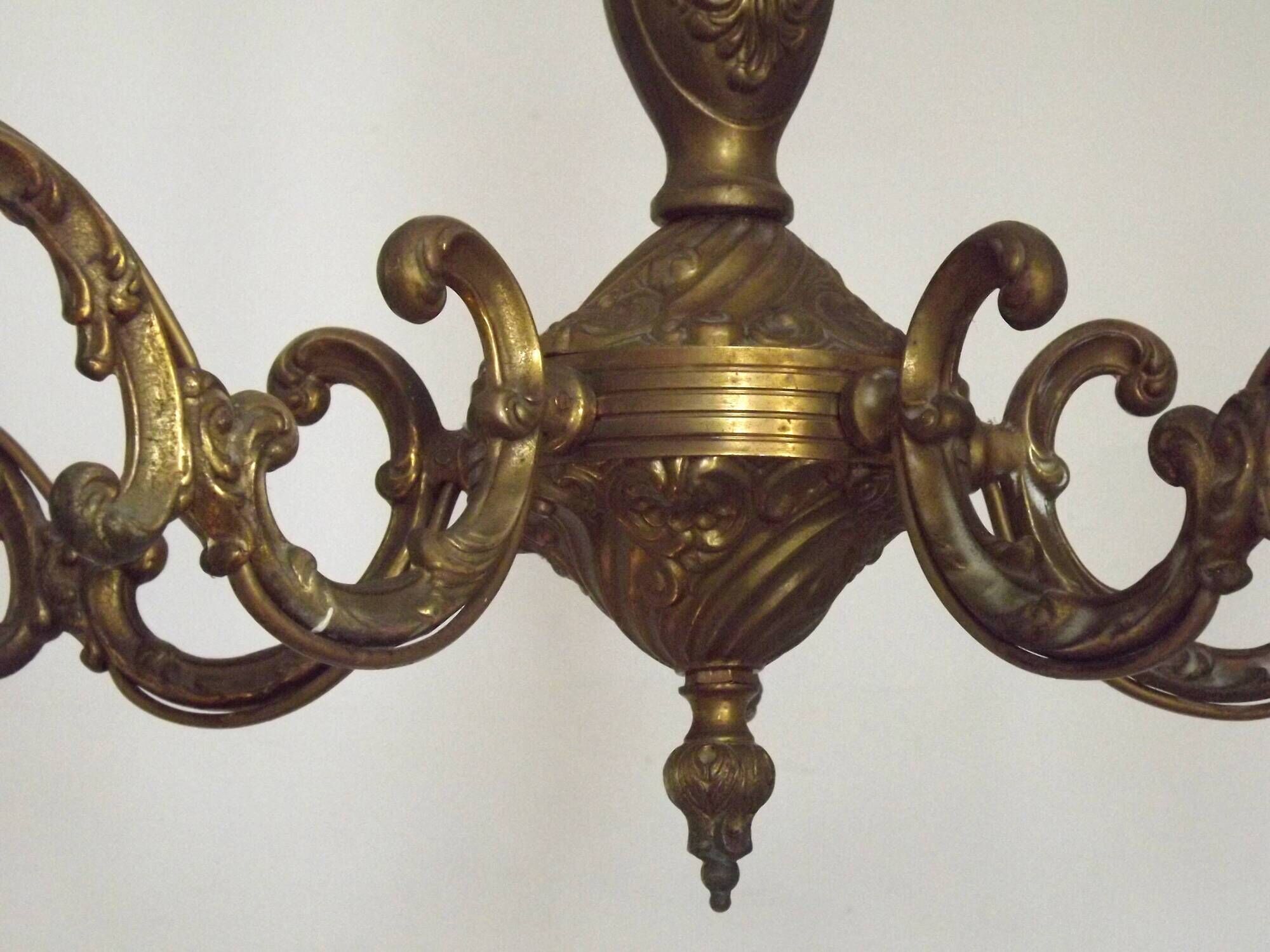 French Vintage Art Nouveau Bronze 5 Light Traditional Style Chandelier 5483