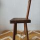 Brutalist stool with backrest in solid oak, origin Netherlands